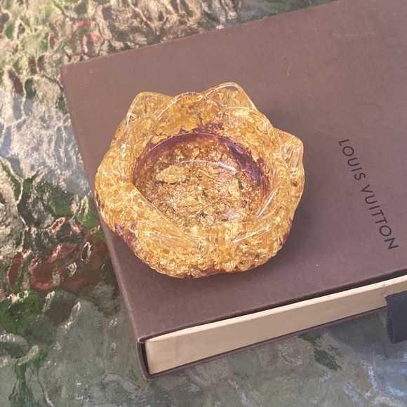 Gold Decorative Lotus Jewelry Dish /Candle Holder - Picture 6 of 14